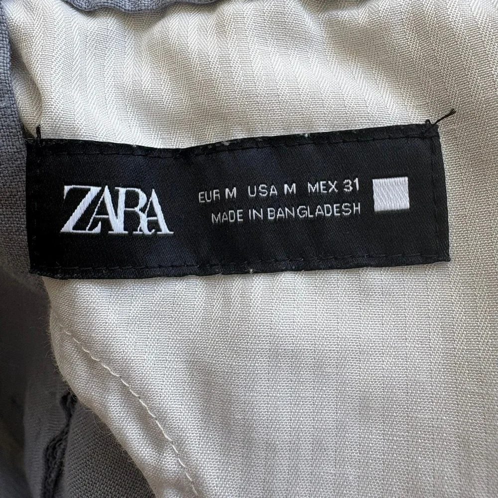 Zara Man 100% Linen Light Blue Drawstring Trousers Pants Size Medium 31